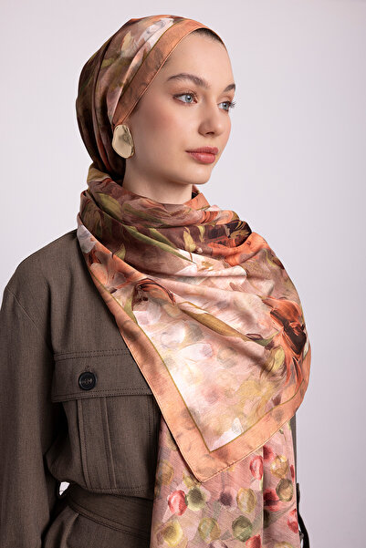 Ayshara Nevbahar Çiçek Puan Με σχέδιο Διπλής όψης Σάλι - Χάλκινο Ταν