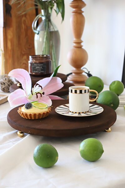 Akayev Wooden 29 cm Gold Beaded Footed Presentation Plate