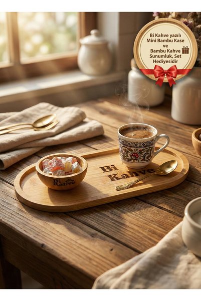 EMBazaar Bambu 32 Parça 6 Kişilik Amazon Serisi,Kahvaltı Seti,Kahvaltı Takımı,Sunum Servis Set,Hediyelik Bambu Set,İkramlık