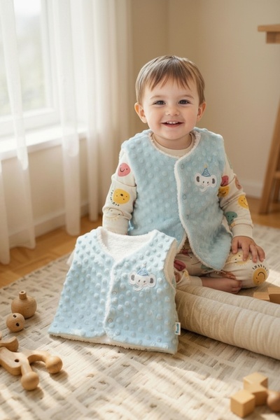 Ercahome tekstil Baby Vest Welsoft Fabric Inside Cotton Baby Boy Blue Vest