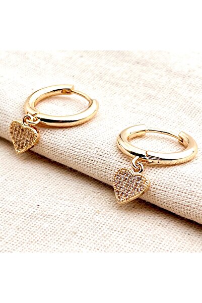 Siya Silver Tarnish Resistant Steel Zircon Stone Hoop Heart Earrings - 9 mm