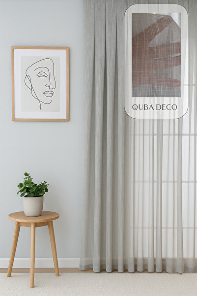 QUBA DECO Aesthetic Modern Flaming Textured Pleated Tulle Curtain Living Room...