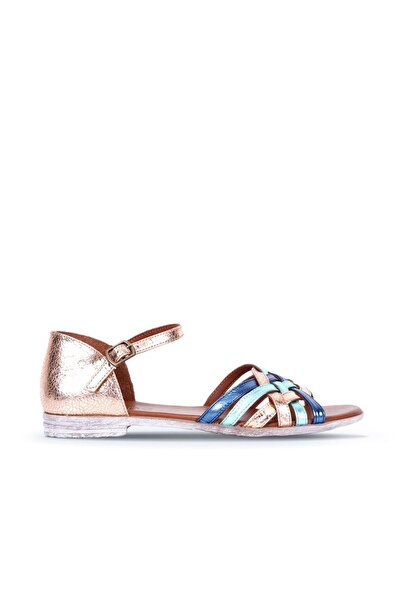 Bueno Shoes Πράσινα Πολύχρωμα Δερμάτινα Γυναικεία Flat Σανδάλια 01ws2505