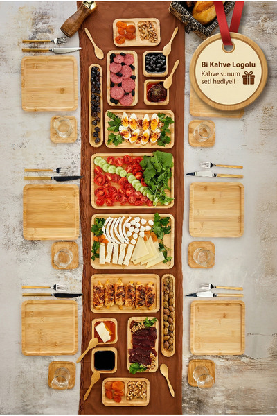 EMBazaar Bambu 32 Parça 6 Kişilik Amazon Serisi/Kahvaltı Seti/Kahvaltı Takımı...