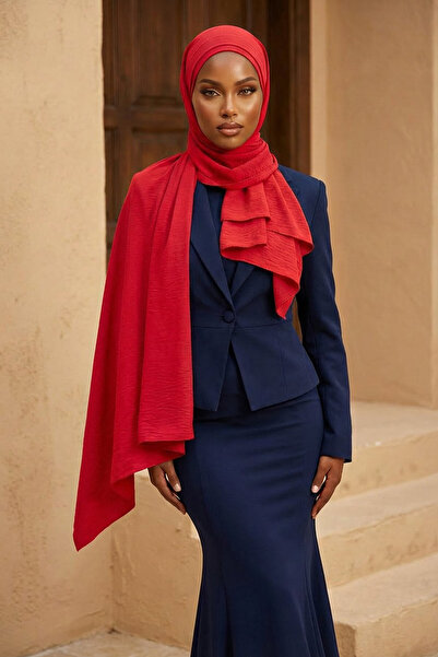 Aisha's Design Σάλι με πλισέ σχέδιο,Κόκκινο,CPS-93