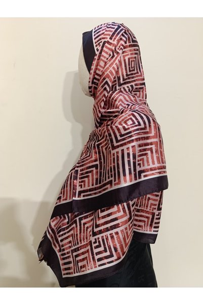 Esima Butik Square Patterned Cinnamon Cotton Shawl