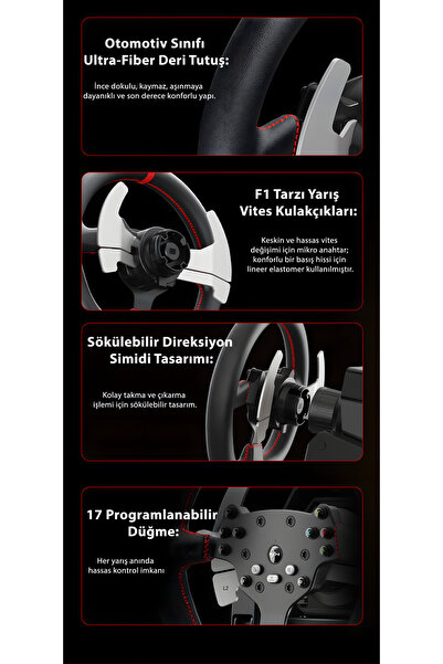 pxn V10 Pro Oyun Direksiyon Seti 3.2 Nm Kuvvetli Geri Bildirim Doğrudan Tahrikli Yarış Direksiyonu