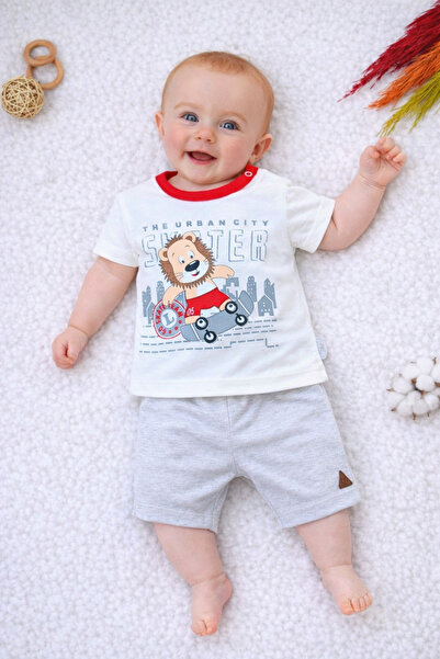 Tomuycuk 2-Piece Baby Girl / Boy Top and Bottom Set - Gray & Lion Patterned S...