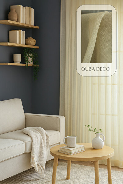 QUBA DECO ستارة تول زخرفية بتصميم أنيق من الكتان اللامع لغرفة المعيشة وغرفة ا...