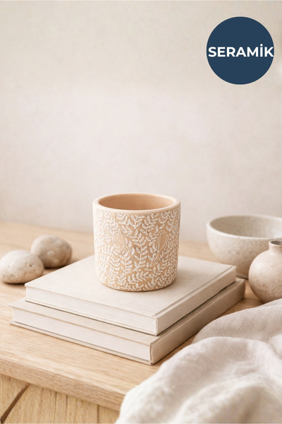 HOMİNG Omero Çiçek Desenli Tasarım Seramik Saksı 242457