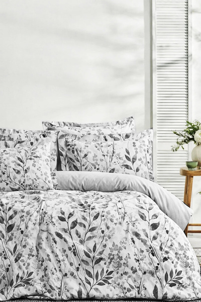 İQON طقم غطاء لحاف مطاطي مزدوج - SULUBOYA GRAY