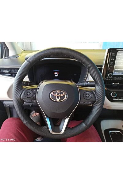 HASBAY Dikişli Direksiyon Kılıfı Noktalı/karbon Deri Siyah Dikişli Toyota Cor...