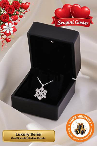 Lucente Jewellery Işıklı Hediye Kutulu Beyaz Kar Tanesi 925 Ayar Gümüş Kaplam...