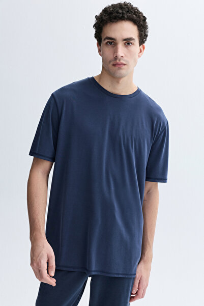 Mudo تي شيرت مودال مخلوط فضفاض بياقة دائرية