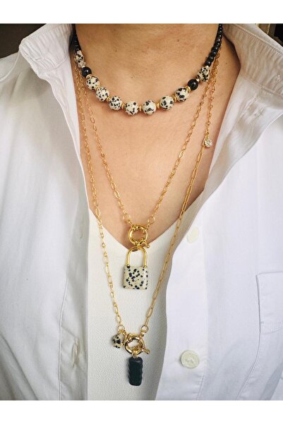 DEVİ fashion Jasper Natural Stone Separate Combination Necklace
