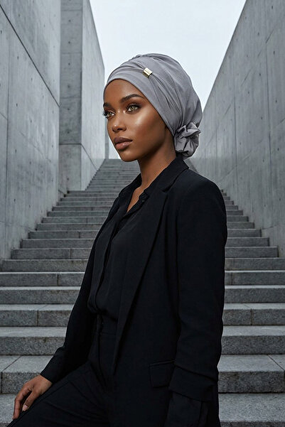 Aisha's Design Готовий тюрбан з аксесуарами, сірий, HT-95