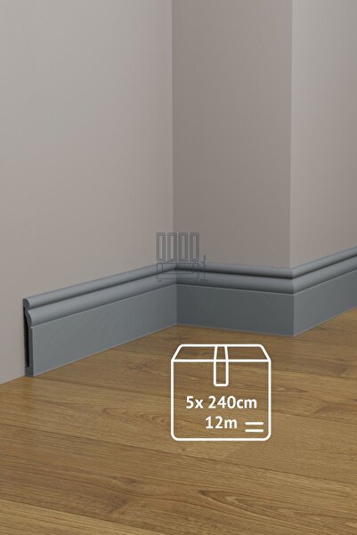 Evime Decor Açık Gri Süpürgelik 10cm Profil, 5 adet 12m Polimer Ev Duvar Zemi...