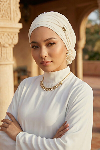 Aisha's Design Готовий тюрбан з аксесуарами, білий, HT-95