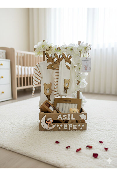 HEDİYE724 40 uçurma sepeti Anne bebek hediyelik TEYZE HALA SEPETİ 5’li hastan...