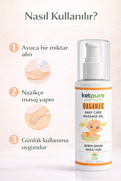ketpure Organik Bebek Bakım ve Masaj Yağı 50 ml – Günlük Masaj ve Uyku Rutini Desteği