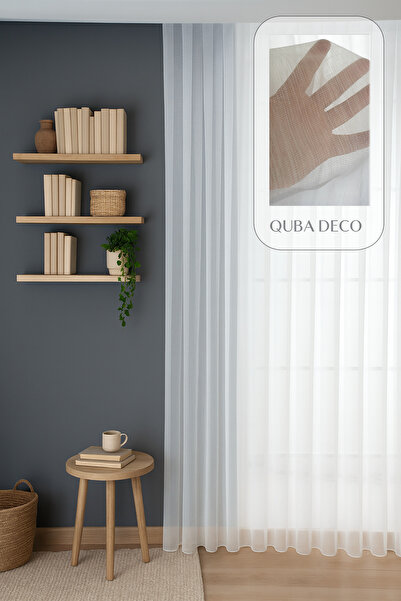 QUBA DECO Soft Dokulu Şık Pileli Tül Perde Salon Oturma Odası Yatak Odası Çoc...