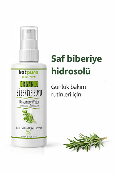 ketpure Organik Saf Biberiye Suyu (Hidrosol) – Doğal Saç ve Cilt Bakım Rutini İçin – 100 ml