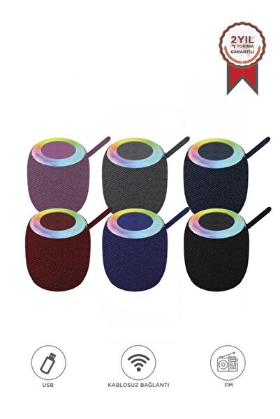 Torima Bluetooth Hoparlör Rgb Işıklı USB FM Destekli Radyo D10 Gri