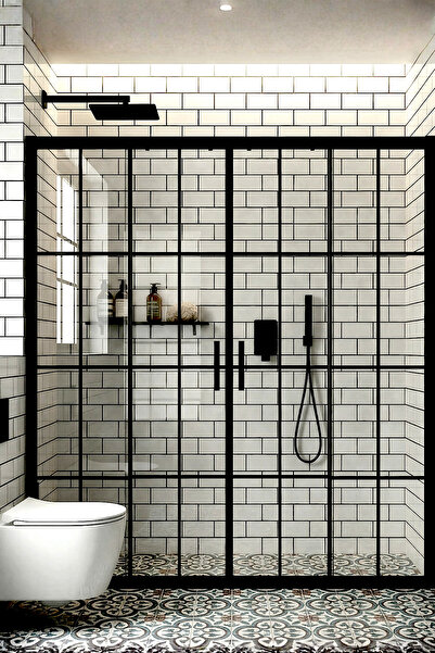 Durul Duşakabin Ön Cephe 5mm Siyah Çizgi Yükseklik 190cm