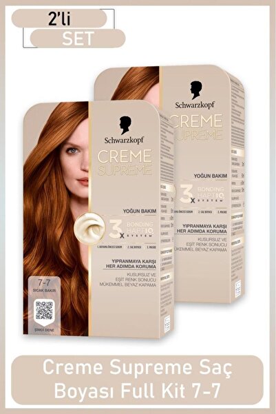 Schwarzkopf Creme Supreme Full Kit 7-7 Sıcak Bakır x 2 Adet