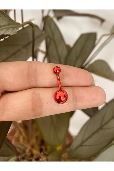 Karınca Piercing Düz Taşsız Kırmızı Göbek Piercing Belly Button Piercing