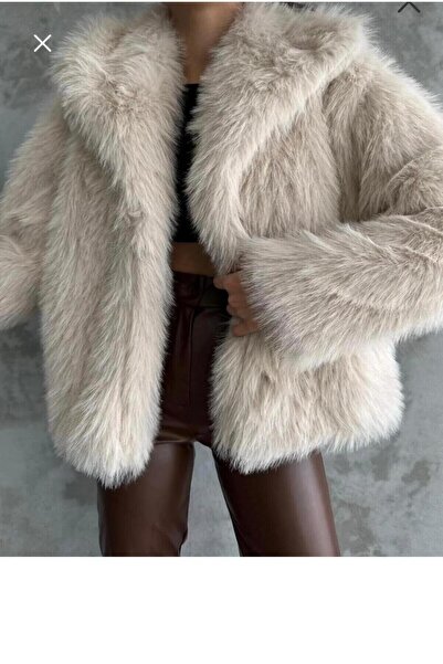 modazoom Cream Fur Plush Coat Premium Soft Surface