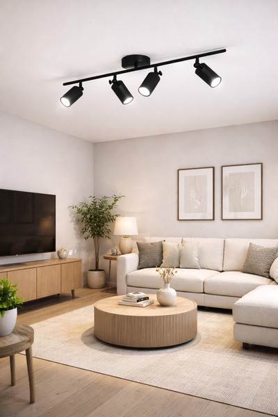 Modavize Spoti (BEYAZ IŞIK) Modern Salon - Mutfak - Cafe Tasarım Siyah Renk S...