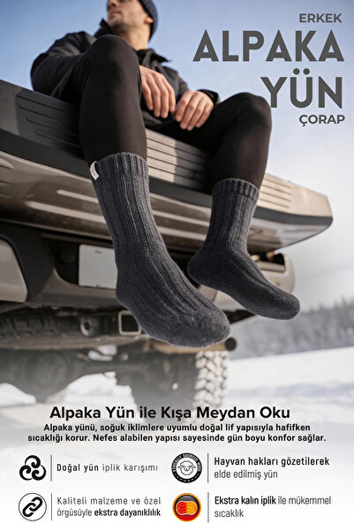 Bolero Erkek Alpaka Yün Kışlık Çorap Antrasit