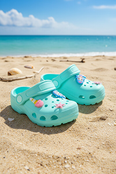 Polaris صندل دينو كاجوال للأطفال ذو نعل مريح للشاطئ وحمام السباحة باللون الفي...