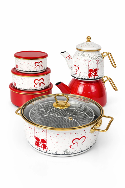 PR HOME Love Dowry Set Teapot - Frying Pot - Storage Container