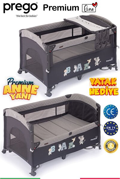 Prego Premium Anne Yanı Oyun Parkı 70*120 Cm GRİ + Yatak Hediyeli GRİ
