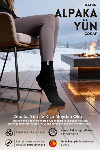 Bolero Women's Alpaca Wool Socks Black