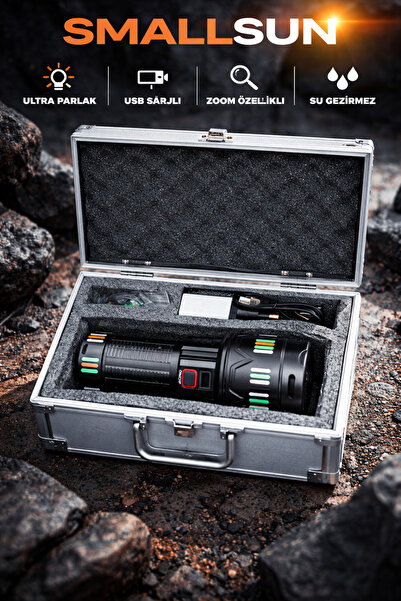 LA CHIC Small Sun Profesyonel Avcı Ve Kamp Tipi 5000 Lümen El Feneri -Çantalı...