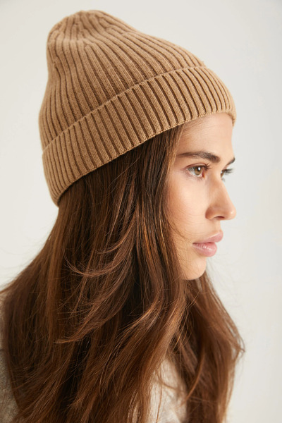 Ferraro قبعة تريكو نسائية مصنوعة من مزيج الكشمير الجملي