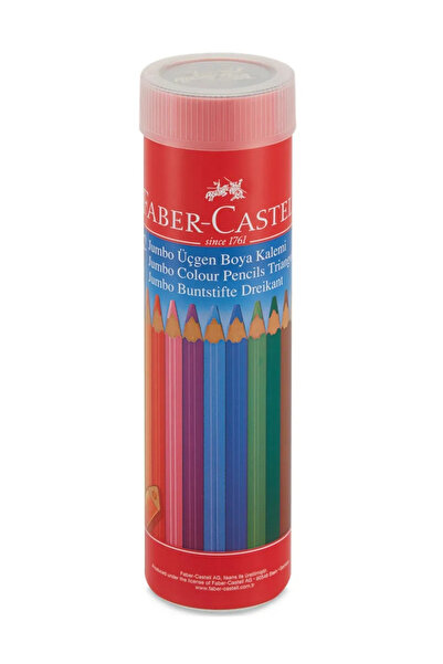 Faber Castell 12'li Jumbo Tam Boy Üçgen Kuru Boya Kalemi – Ergonomik Tasarım,...