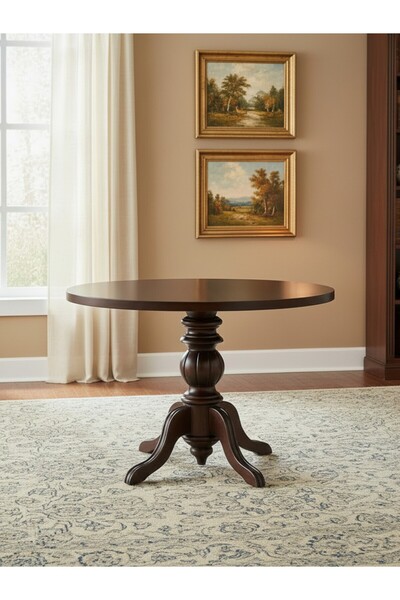 KleinHaus Furniture Ahşap Yuvarlak Masa, Masif Gürgen Ayaklı Ahşap Masa, Este...