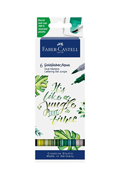 Faber Castell Goldfaber Aqua, Çift Uçlu Markör, Kaligrafi Seti, 6’lı, Su Bazl...