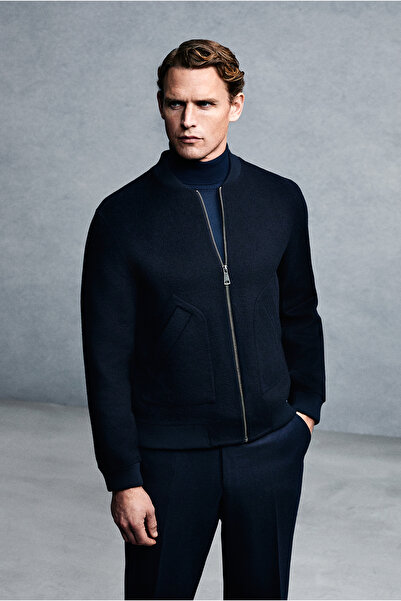 Abdullah Kiğılı سترة بومبر دافئة بسحاب وجيب من الصوف