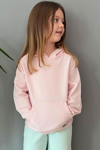 Breeze Hanorac pentru fetiță tricou cu buzunar cangur, cu emblemă, 4-8 ani, roz