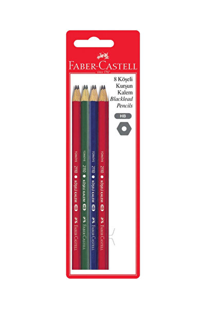 Faber Castell Köşeli 8'li Kurşun Kalem,HB Uç, Ergonomik Tasarım, Dayanıklı ve...