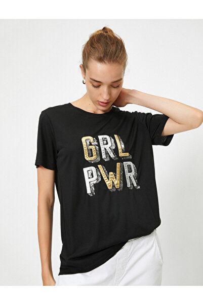 Koton Γυναικείο Μπλουζάκι Μαύρο 0YAK13483EK