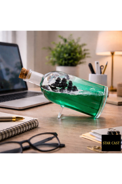 STAR CAST Batmayan Gemi Şişe Akvaryum - Masaüstü Dekoratif Şişe İçinde Gemi