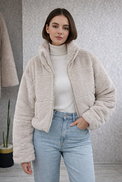 ayriss Yumuşak Dokulu Pelüş Kürk Mont