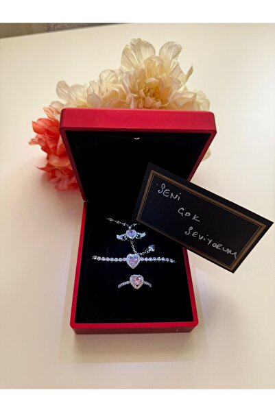 JUPİTER HOME Işıklı Kutuda Pandora,s Su Yolu Bilekliği Kolye Ve Yüzük Setti 1...