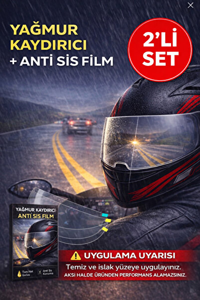 TOYFEST 2'li Motosiklet Kaskı Yağmur Kaydırıcı Film – Anti Sis Şeffaf Vizör C...